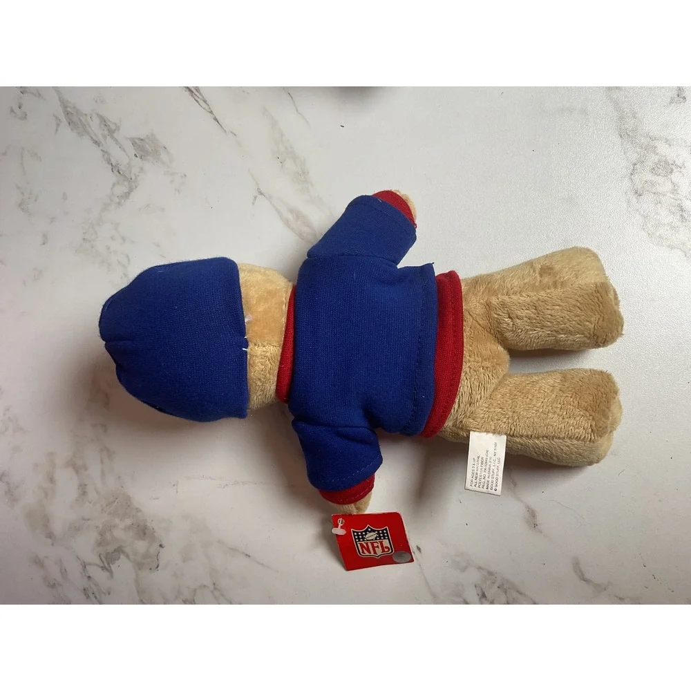 NFL Plush Teddy Bear Unisex Small Blue New York Giants Hoodie Beanie